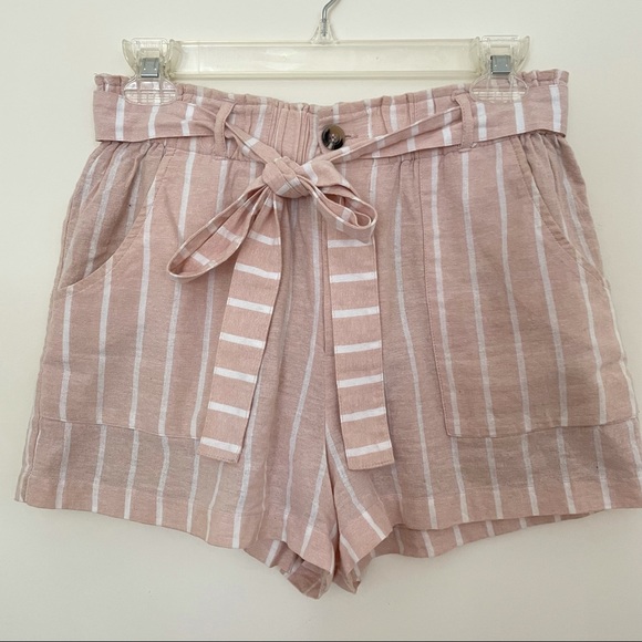 Nordstrom Striped Paper Bag Waist Shorts in Salmon with by OneTheLand - Picture 2 of 6